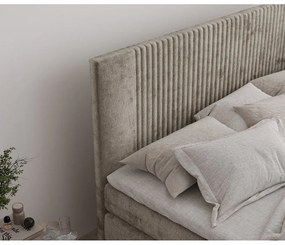 Светлокафяво боксспринг легло 180x200 cm с място за съхранение Bergamo – Maison de Rêve