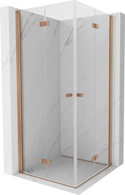 Mexen Mist-F Duo сгъваема душ кабина 80 x 80 см, прозрачна, четкана мед - 8A6-080L-080P-65-00