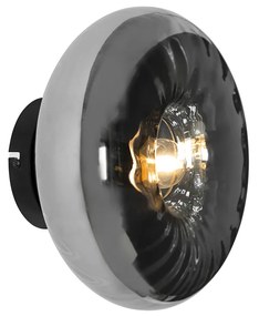 Стенна лампа в стил Арт Деко черна с опушено стъкло - Ayesha