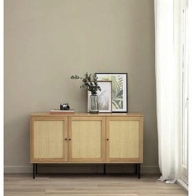 Нисък скрин от декор от дъб в естествен цвят 140x80 cm Pensacola – Unique Furniture