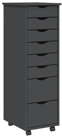 355896 vidaXL Шкаф с чекмеджета на колелца MOSS, сив, бор масив
