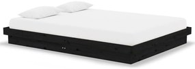 819956 vidaXL Рамка за легло, черна, масивно дърво, 140х190 см