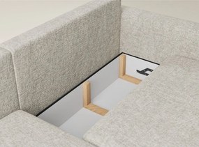 Бежов шенилов сгъваем/с място за съхранение ъглов диван (ляв ъгъл) Leon – Maison de Rêve