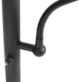 Класическа подова лампа черна със злато и лампа за четене - Retro