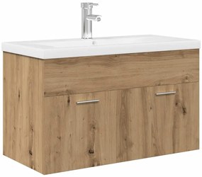 3328908 vidaXL Шкаф за мивка с вграден умивалник и смесител Дъб артизан