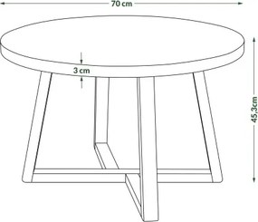 OASIS Естествен дъб – МОДЕРНА КРЪГЛА ДЪРВЕНА ХОЛНА МАСА Ø70 cm
