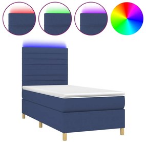 3135491 vidaXL Боксспринг легло с матрак и LED, синя, 90x200 см, плат