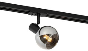 Модерен черен прожектор за 1-фазна релсова система - Iconic Lava