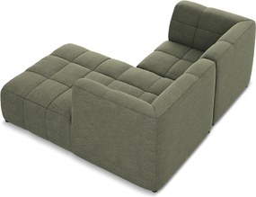 Зелен ъглов диван от прежда с примки от букле (десен ъгъл) Aloha – Makamii