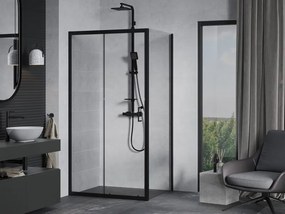 Mexen Apia плъзгаща се душ кабина 100 x 80 см, прозрачна, черна - 840-100-080-70-00