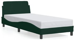 373095 vidaXL Рамка за легло Dover, тъмнозелена, 90x190 см, кадифе