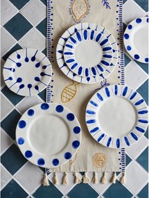 Бели/сини десертни глинени чинии в комплект 3 бр. ø 22 cm Linora – Bloomingville