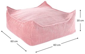 Розов детски пуф от рипсено кадифе Square – Wigiwama