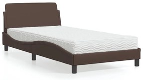 3208359 vidaXL Легло с матрак, кафяво, 100x200 см, изкуствена кожа