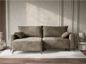 Кафяв шенилов сгъваем/с място за съхранение ъглов диван (ляв ъгъл) Leon – Maison de Rêve