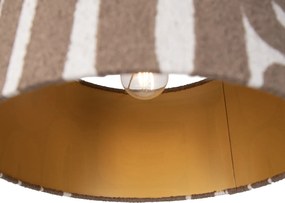 Висяща лампа черна с кафяво-бежов абажур 35 см 3 светлини - Cava