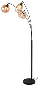 Черно-оранжева подова лампа със стъклен абажур (височина 200 cm) Lumina - Trio