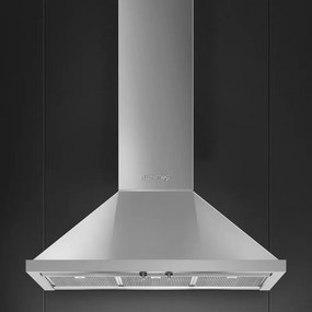Абсорбатор SMEG Portofino KPF9X, 275W, А+, 781 м3/ч, 3 скорости, 3 филтъра, Антивъзвръщателен клапан, LED, Инокс