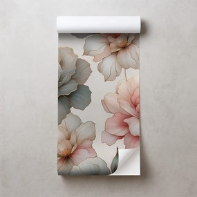 Самозалепващ фототапет – Елегантни пастелни цветя с листа