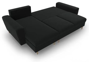 Черен кадифен разтегателен ъглов диван с място за съхранение Kyoto – Cosmopolitan Design