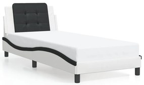 3208155 vidaXL Рамка за легло без матрак Zadar, бяла, черна, 90x190 см изкуствена кожа
