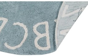 Светлосин ръчно изработен памучен детски килим подходящ за пране ø150 cm ABC Vintage Blue – Lorena Canals