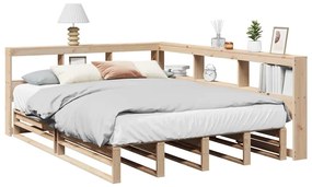 3324496 vidaXL Легло с етажерка за книги, без матрак, 150x200 см, бор масив