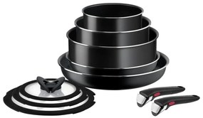 Tefal - Комплект готварски съдове 10 бр. INGENIO EASY COOK &amp; CLEAN BLACK