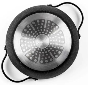 Тенджера Luigi Ferrero Symphony FR-2010, 20x10.5 см, 2.6 л, Незалепващо покритие, Стъклен капак с отвор за пара, Стоманени дръжки с PVD, Индукция, Черен мрамор