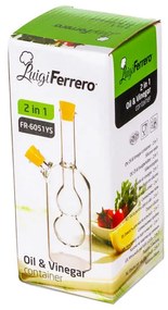 Съд за оцет и олио 2в1 Luigi Ferrero FR-6051, 20 см, Плътно затваряне, Стъкло, Жълт