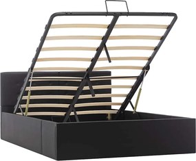 285512 vidaXL Легло с повдигащ механизъм, черно, изкуствена кожа, 120x200 cм