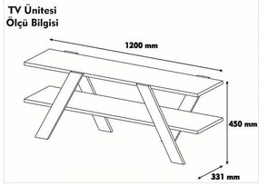ТВ масичка в бяло/натурално в орех 120x33 cm Basic - Kalune Design