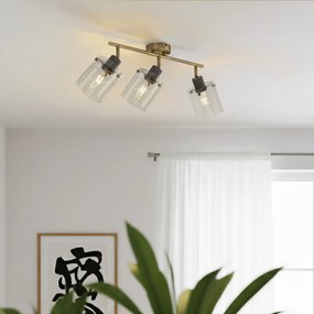 Дизайнерски плафон бронз с прозрачно стъкло 3-лампи - Domo