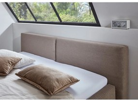Сиво-кафяво тапицирано двойно легло с място за съхранение и решетка 180x200 cm Cube - Meise Möbel