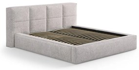 Бежово двойно легло 200x200 cm тапицирано с място за съхранение с включена подматрачна рамка Simon Darren – Micadoni