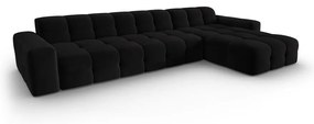 Ъглов диван от черно кадифе (десен ъгъл) Kendal - Micadoni Home