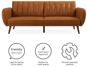 Оранжев разтегателен диван в имитация на кожа 207 cm Brittany - Novogratz