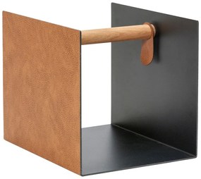 Декоративна метална кутия за съхранение от еко кожа в черен и естествен цвят 32x38x31 cm Bull – LIND DNA