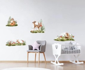 Стикер за стена в детската стая - горски животни и природа