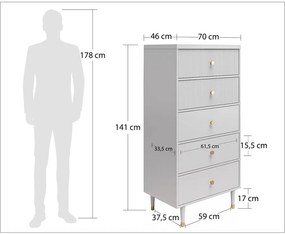 Светлосив висок скрин 70x141 cm Elizabeth – CosmoLiving by Cosmopolitan