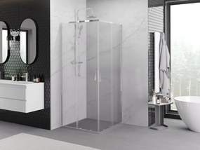 Mexen Exo-S Duo квадратна плъзгаща се душ кабина 100 x 100 см, прозрачна, хром