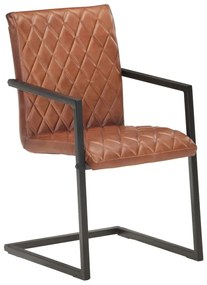 3057792 vidaXL Конзолни трапезни столове, 4 бр, кафяви, естествена кожа