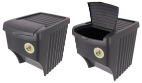 Черни пластмасови кошчета за отпадъци в комплект от 3 бр. 3x22 l за рециклиране – Orion