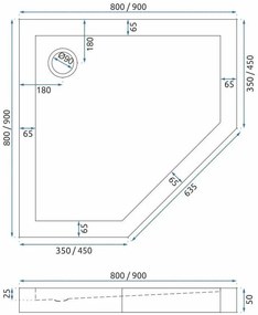 Душ кабина Rea DIAMOND 90x90 COPPER BRUSH
