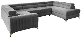 Тъмносив разтегателен ъглов диван с място за съхранение (десен ъгъл U форма) Louis – ELTAP