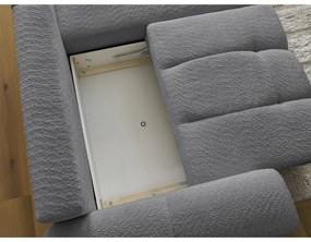 Сив сгъваем/с място за съхранение ъглов диван от прежда с примки от букле (десен ъгъл) Roxelane – Bobochic Paris