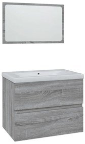 3152874 vidaXL Комплект мебели за баня, сив сонома, инженерно дърво