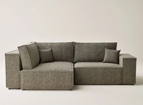 Кафяв шенилов сгъваем/с място за съхранение ъглов диван (ляв ъгъл/L форма) Tonga – Maison de Rêve