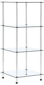 249505 vidaXL Етажерка с 4 рафта, прозрачна, 40x40x100 см, закалено стъкло