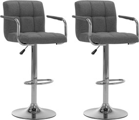 283419 vidaXL Бар столове, 2 бр, светлосиви, текстил